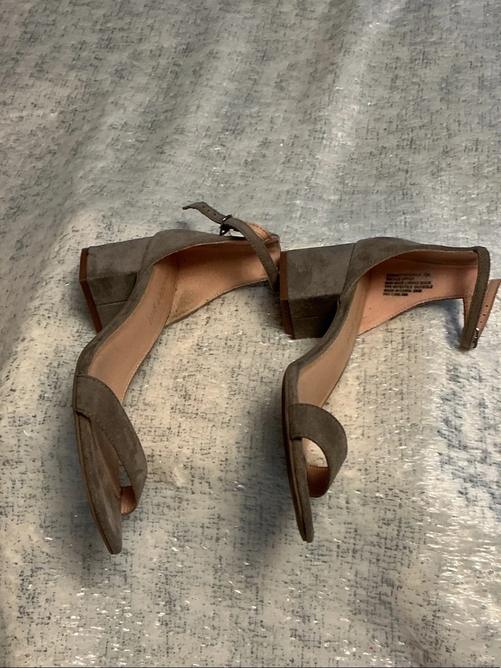 Madden Girl Taupe Suede Like ( Textile) Ankle-Strap Block Heel Sandals